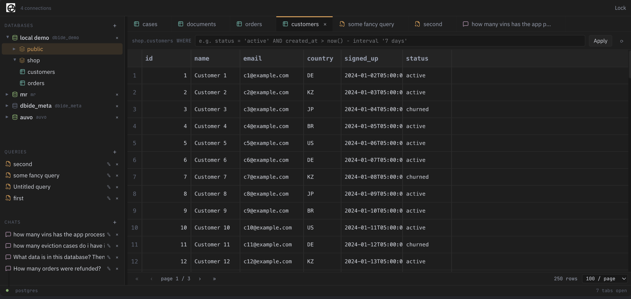 AI-powered, open source IDE for Databases